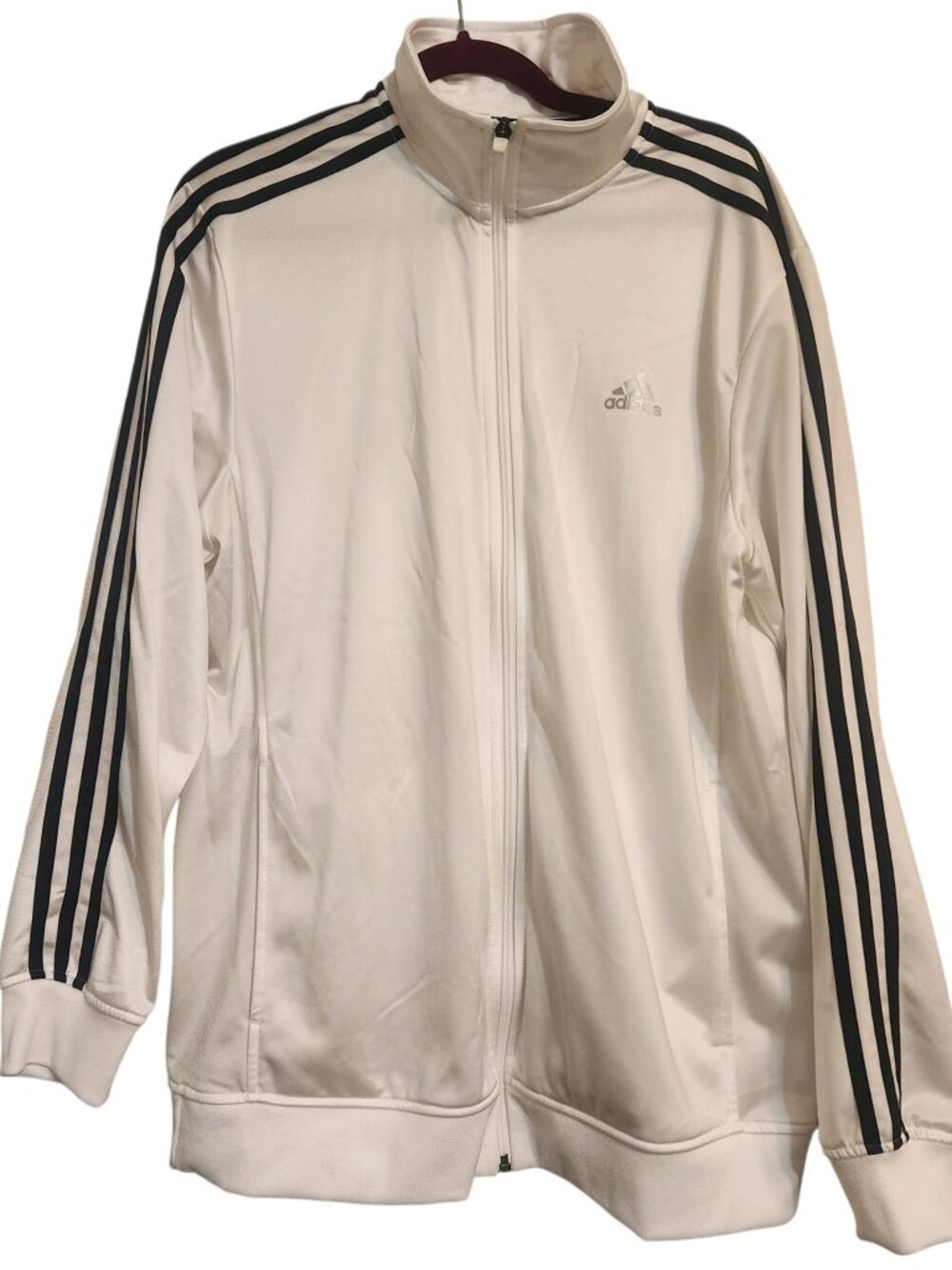 Adidas Men’s White 3-Stripe Full Zip Track Jacket Size Large